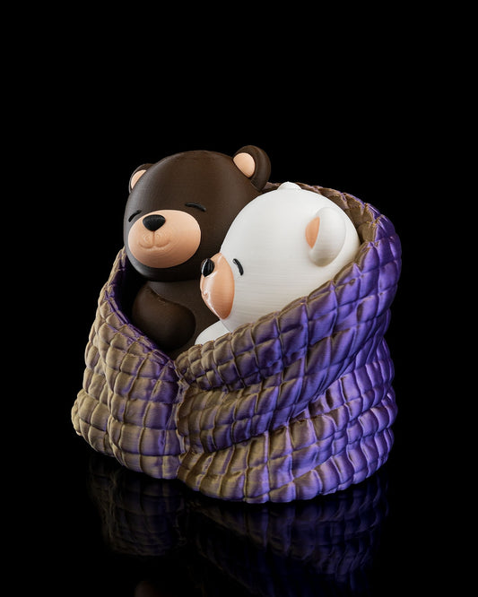 Cudding Valentine Bears (Brown-White-Gold-Purple)