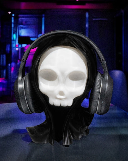 Grinning Reaper Headphone Holder (Black-White)