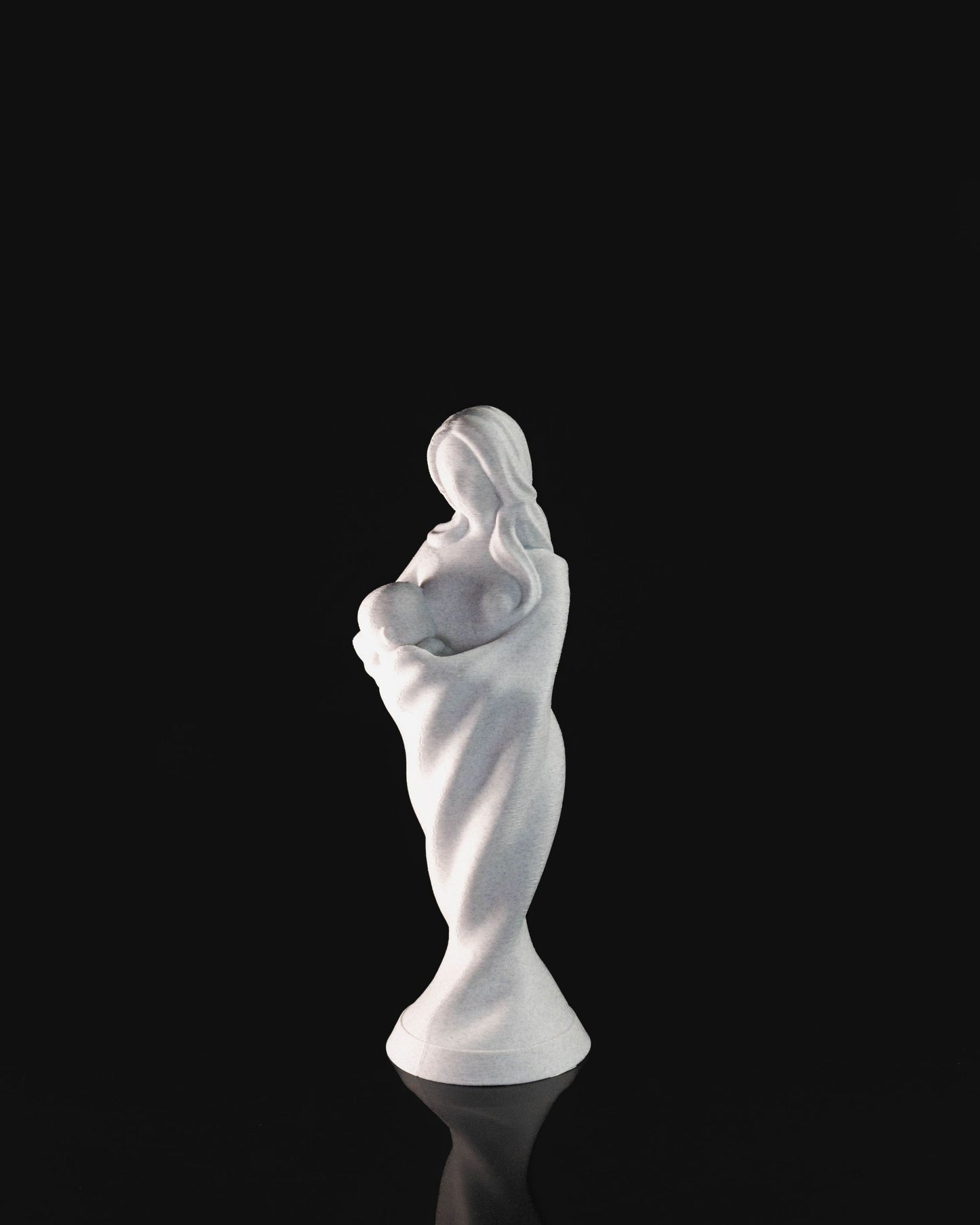 Mother and Infant Statue (Grey Marble)