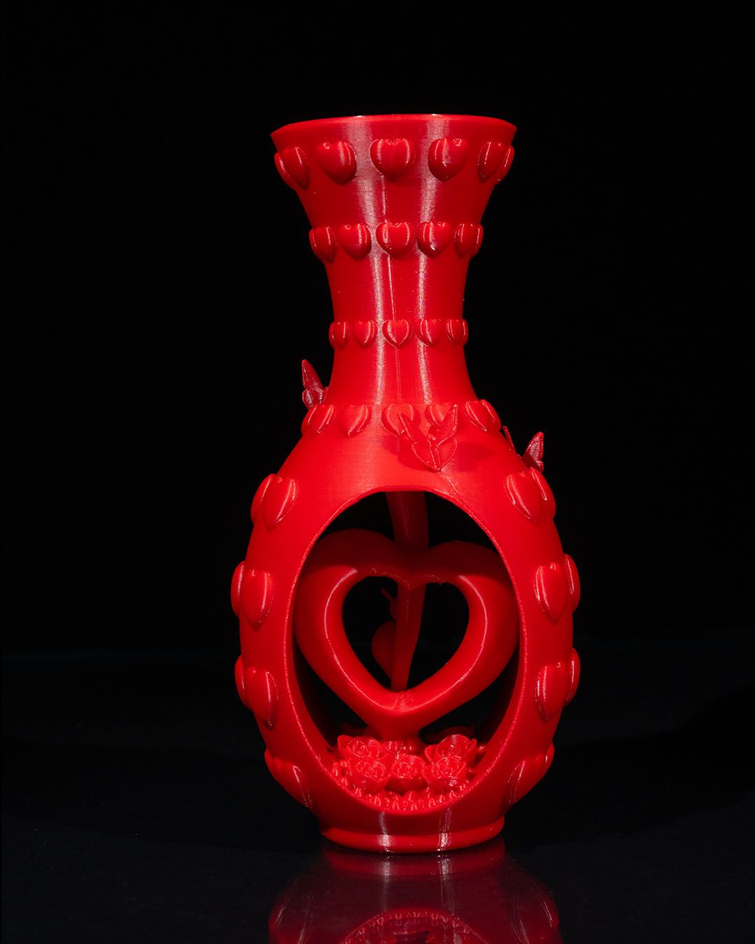 Heart and Flowers Vase (Red)