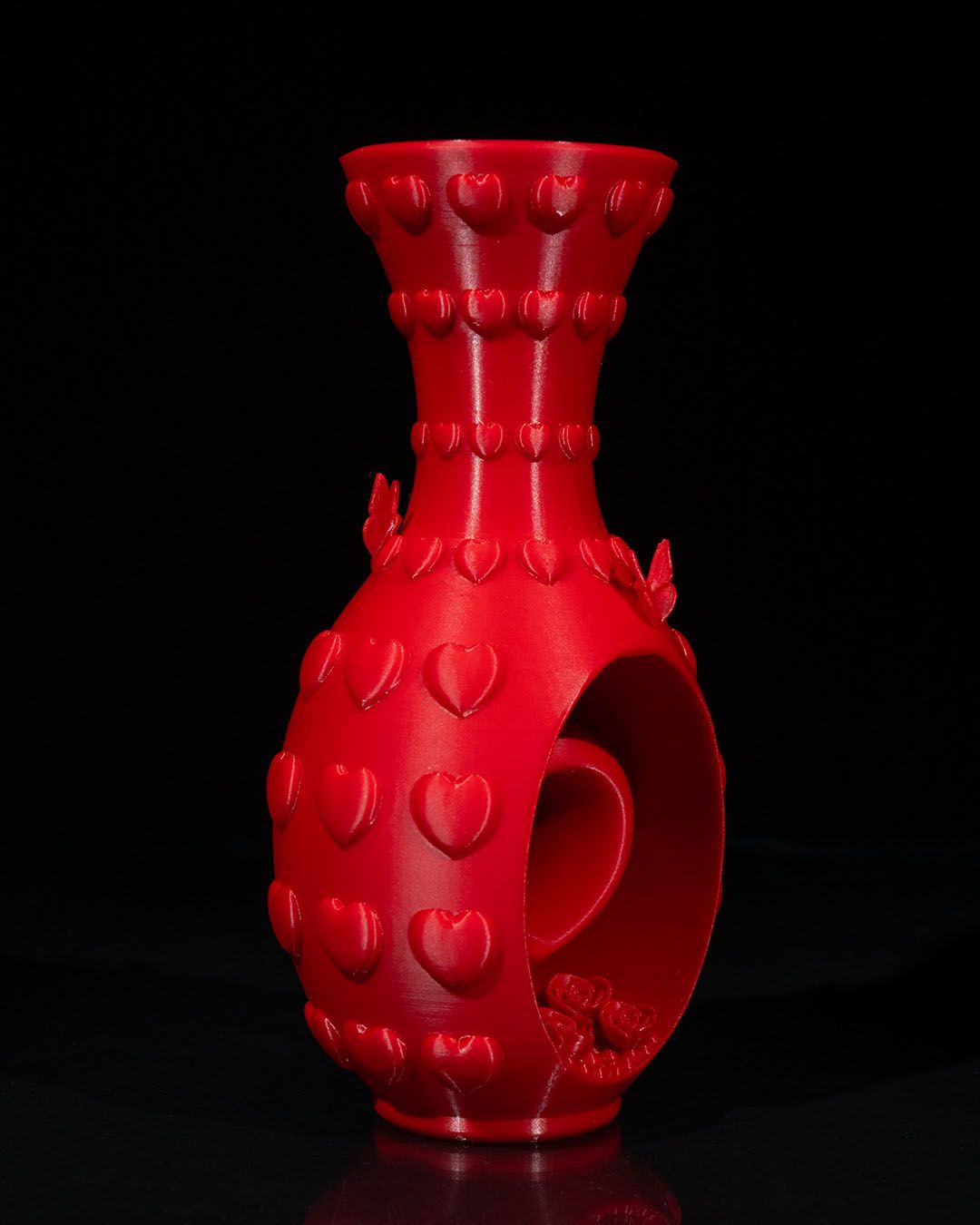 Heart and Flowers Vase (Red)