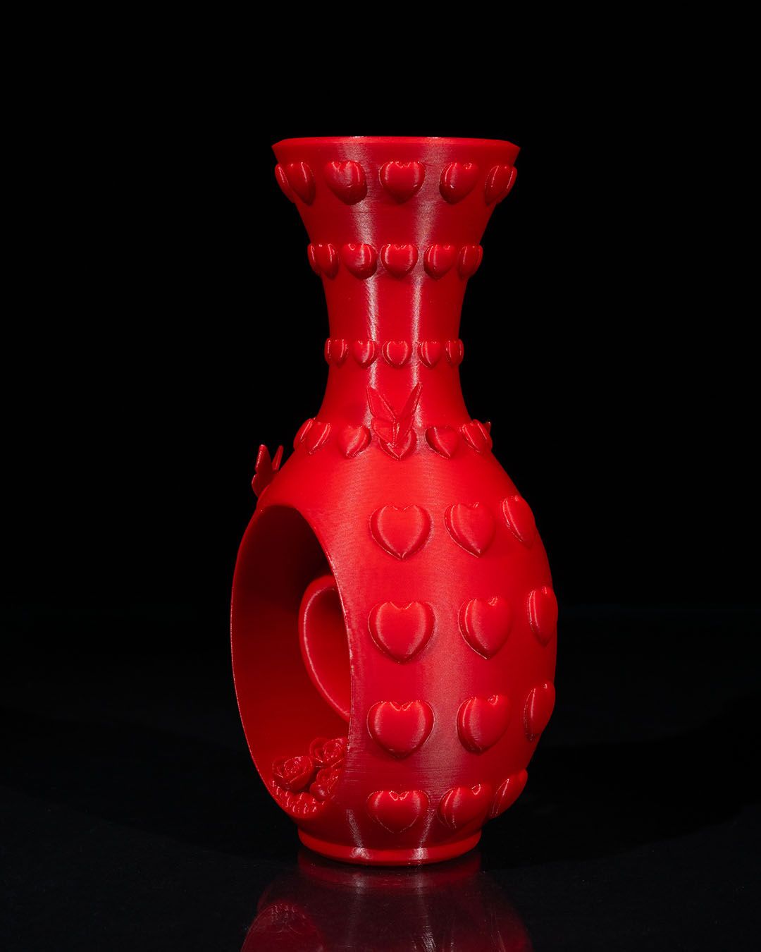 Heart and Flowers Vase (Red)